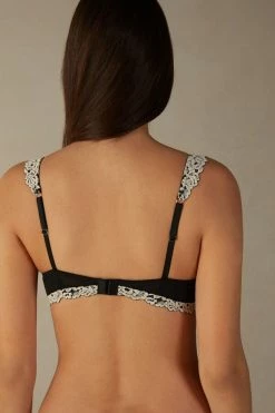 Cheap ⌛ Intimissimi 👩 Women Giorgia Pretty Flowers Balconette Bra Intense Blue/vanilla 👏 -Bras Sales Store RI1294G9887 BI