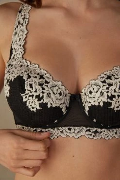 Best Sale ✨ Intimissimi 👩 Women Pretty Flowers Sofia Balconette Bra Light Green/ivory 🔥