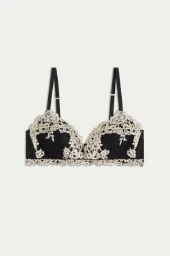 Best Sale 😍 Intimissimi 👩 Women Pretty Flower Tiziana Triangle Bra Intense Blue/vanilla 🔔 -Bras Sales Store RIS1294 9887 F
