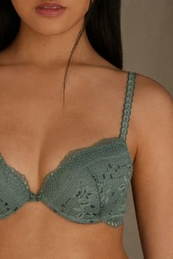 New 🔥 Intimissimi 👩 Women Prairie Bouquet Bellissima Push-up Bra Jade Green 🌟