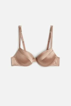 Discount ⭐ Intimissimi 👩 Women Bellissima Silk Push-Up Bra Talc White 🛒 -Bras Sales Store RPD92L 163I F